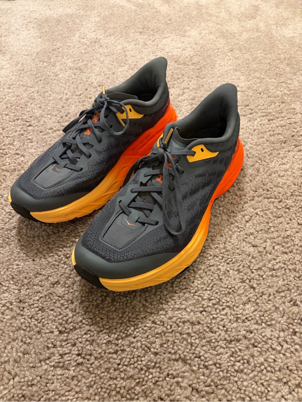 Hoka Speedgoat 5 Dark Gray and Orange Running Shoes Men’s Size 10.5